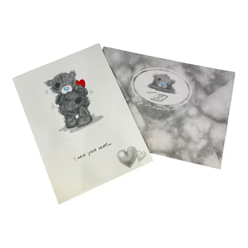 Me To You - Cute VALENTINE Card, Teddy Bear Keeping‎ Heart + Envelope
